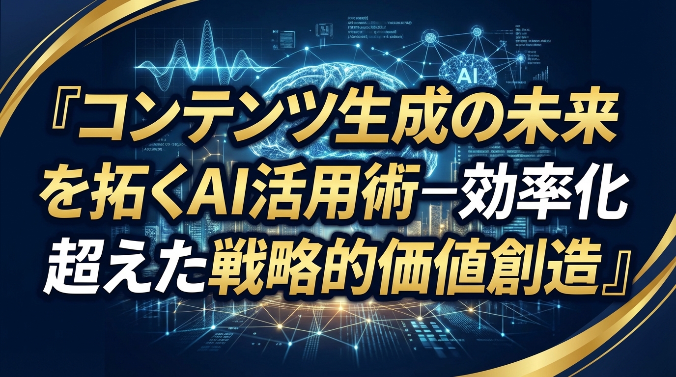 コンテンツ生成の未来を拓くAI活用術−効率化を超えた戦略的価値創造